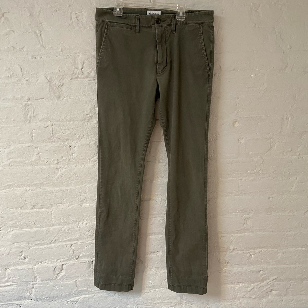 Army green straight leg jeans
